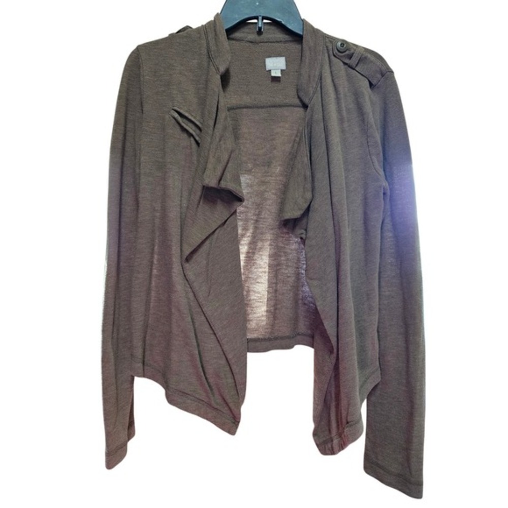 Converse One Star Open Front Knit Cardigan Sweater Brown Lightweight‎ Size L